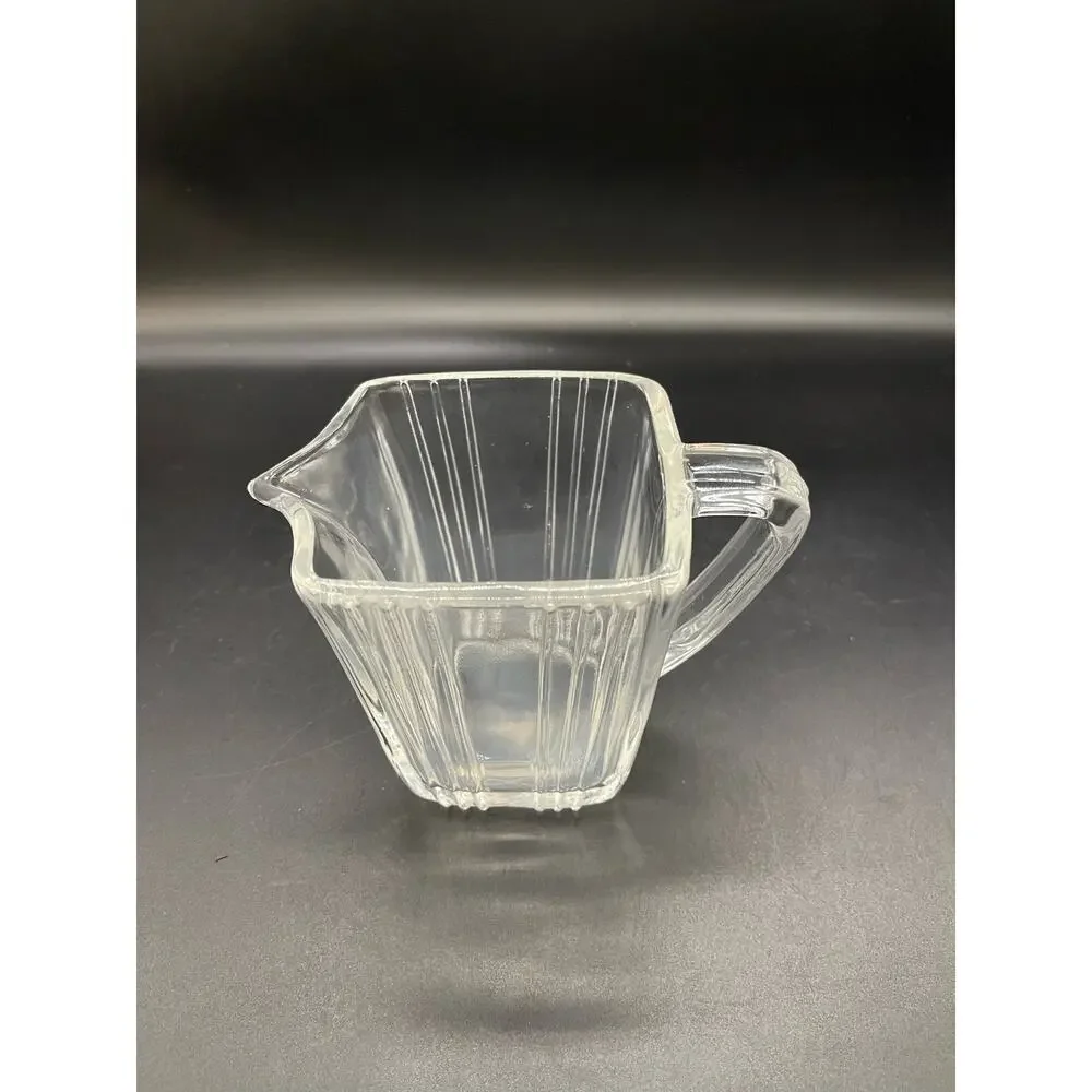 Vintage Art Deco Ribbed Square Creamer Pitcher 4